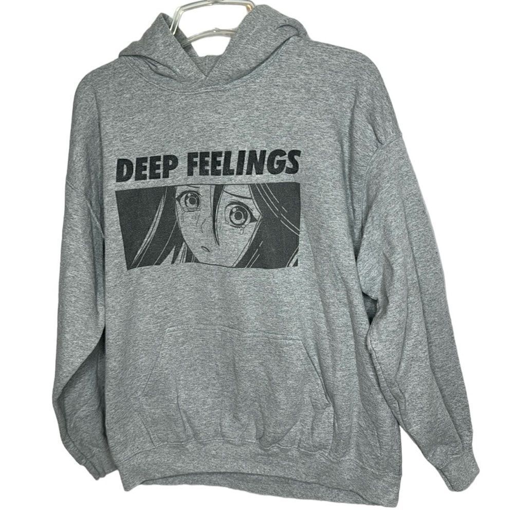 Gildan Anime Grey/Black Hoodie Sweatshirt. Size Large.‎